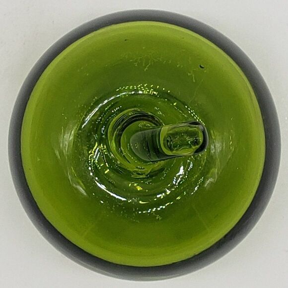 Vintage Viking Glass Solid Green Apple and Stem Blown Art Glass Paperweight - Picture 6 of 14
